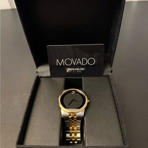Movado Gold and Black Minimalist Watch